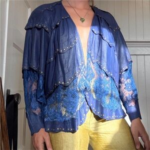 Vintage 1980's French Designer Isadora
Paris Leather and Lace studded overthrow